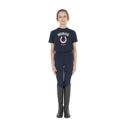 T-shirt infantil Horse Team em algodão Marinho Azul-marinho