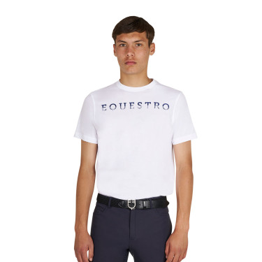 T-shirt básica masculina com inscrição no peito Branco
