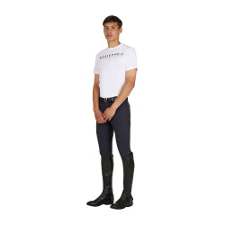 T-shirt básica masculina com inscrição no peito Branco