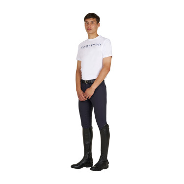 T-shirt básica masculina com inscrição no peito Branco