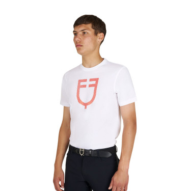 T-shirt básica homem com logótipo brilhante Branco / tomate cereja