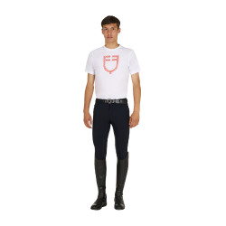 T-shirt básica homem com logótipo brilhante Branco / tomate cereja