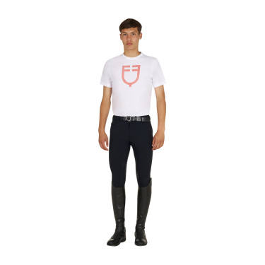 T-shirt básica homem com logótipo brilhante Branco / tomate cereja