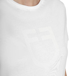 T-shirt básica mulher logótipo brilhante tom sobre tom Branco