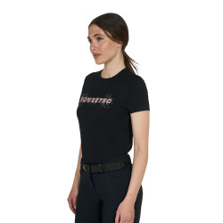 T-shirt feminina Strass em algodão Preto