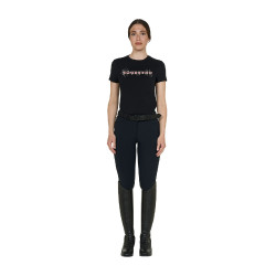 T-shirt feminina Strass em algodão Preto