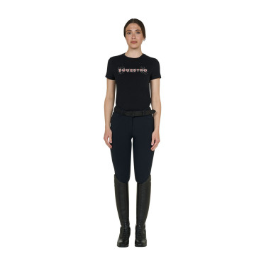 T-shirt feminina Strass em algodão Preto