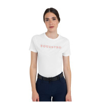 T-shirt feminina Strass em algodão Branco