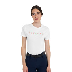 T-shirt feminina Strass em algodão Branco