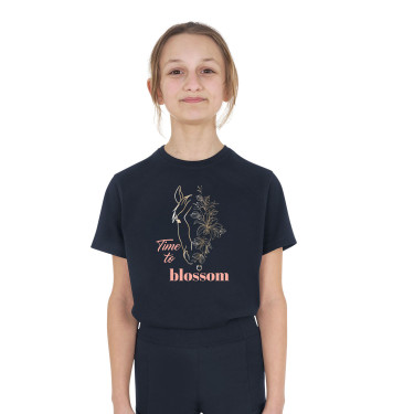 T-shirt infantil Time to Blossom em algodão Marinho Azul-marinho