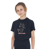 T-shirt infantil Time to Blossom em algodão Marinho Azul-marinho