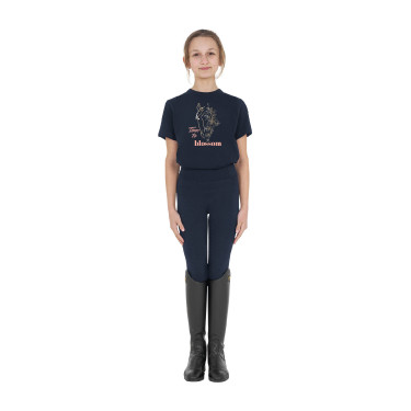 T-shirt infantil Time to Blossom em algodão Marinho Azul-marinho