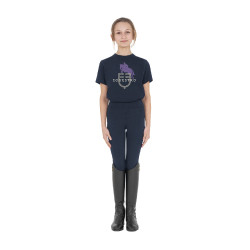 T-shirt infantil unissex Horse Jump Glossy em algodão Marinho Azul-marinho