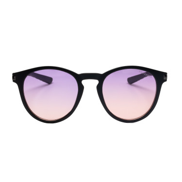 Óculos de sol esportivos polarizados modelo Heulwen Preto fosco / degradê roxo‑rosa