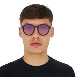 Óculos de sol esportivos polarizados modelo Heulwen Preto fosco / degradê roxo‑rosa