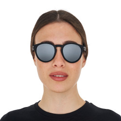 Óculos de sol esportivos polarizados modelo Heulwen Preto mate / prata revo