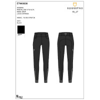 Calças de mulher de cintura alta com logótipo em strass Preto