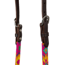 Bridão ocidental com contas multicolor e oleado de uma orelha Castanho escuro