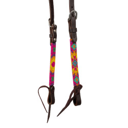 Bridão ocidental com contas multicolor e oleado de uma orelha Castanho escuro