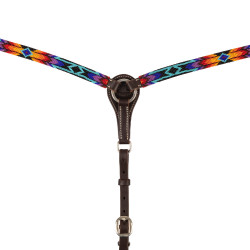 Peitoral em óleo western com contas serape Castanho escuro