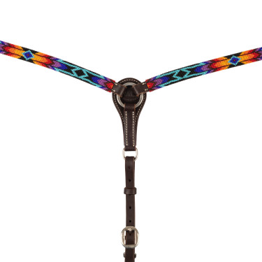 Peitoral em óleo western com contas serape Castanho escuro