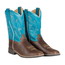 Botas western Ranch para crianças Castanho-escuro / turquesa