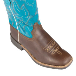Botas western Ranch para crianças Castanho-escuro / turquesa