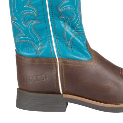 Botas western Ranch para crianças Castanho-escuro / turquesa