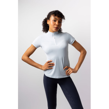 Camiseta de treino infantil Horze Joie de mangas curtas Cinza alvorada azul Cinzento