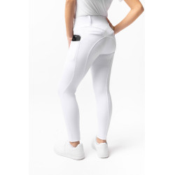 Calça de equitação Horze Mira infantil com grip integral Branco brilhante Calça de equitação Horze Mira infantil com grip integral Branco brilhante