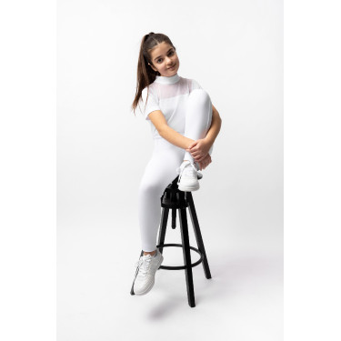 Calça de equitação Horze Mira infantil com grip integral Branco brilhante Calça de equitação Horze Mira infantil com grip integral Branco brilhante