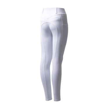 Calça de equitação Horze Mira infantil com grip integral Branco brilhante Calça de equitação Horze Mira infantil com grip integral Branco brilhante