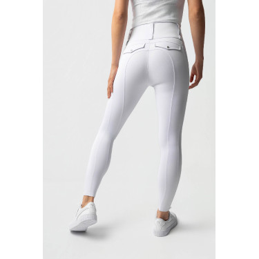 Legging Hybrid Horze Anya feminino fullgrip Branco brilhante