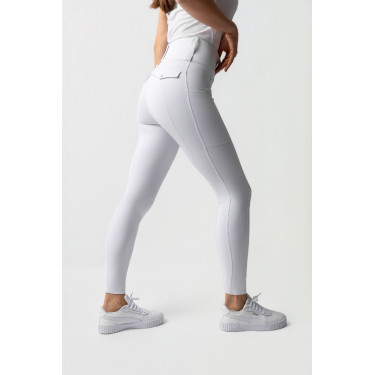 Legging Hybrid Horze Anya feminino fullgrip Branco brilhante