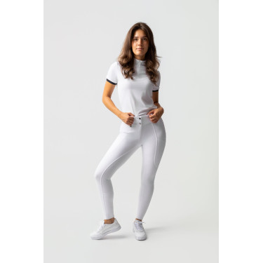 Calça Horze Grand Prix III Show com grip completo feminino Branco brilhante Calça Horze Grand Prix III Show com grip completo feminino Branco brilhante