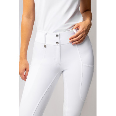 Calça Horze Grand Prix III Show com grip completo feminino Branco brilhante Calça Horze Grand Prix III Show com grip completo feminino Branco brilhante