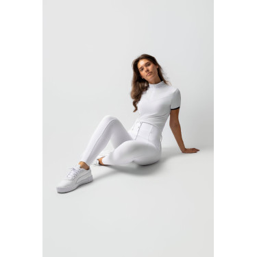 Calça Horze Grand Prix III Show com grip completo feminino Branco brilhante Calça Horze Grand Prix III Show com grip completo feminino Branco brilhante