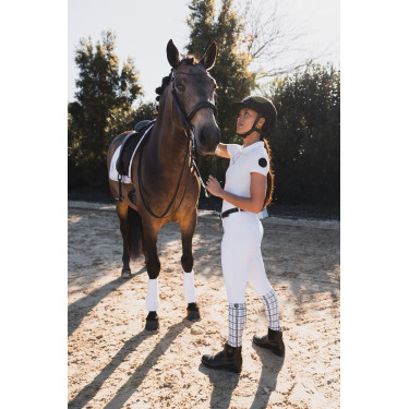 Calça Horze Grand Prix III Show com grip completo feminino Branco brilhante Calça Horze Grand Prix III Show com grip completo feminino Branco brilhante