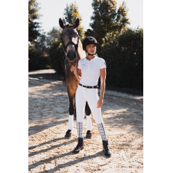 Calça Horze Grand Prix III Show com grip completo feminino Branco brilhante Calça Horze Grand Prix III Show com grip completo feminino Branco brilhante