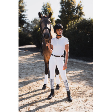 Calça Horze Grand Prix III Show com grip completo feminino Branco brilhante Calça Horze Grand Prix III Show com grip completo feminino Branco brilhante