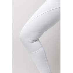 Calça de equitação Horze Leonie com grip integral feminina Branco brilhante