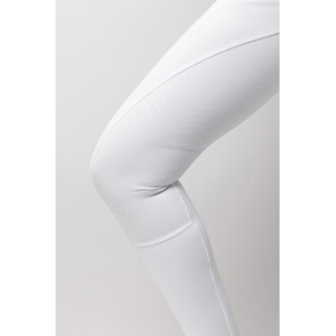 Calça de equitação Horze Leonie com grip integral feminina Branco brilhante