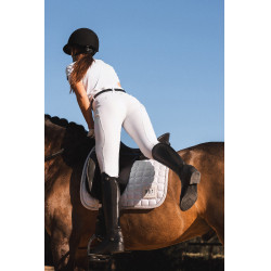 Calça de equitação Horze Leonie com grip integral feminina Branco brilhante