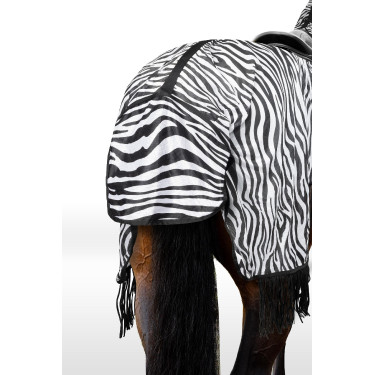 Capa anti-moscas Horze Defender com franjas Zebra Motivos