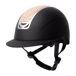 Capacete de equitação com ornamento de cristal Horze Arix II Preto / pêssego Capacete de equitação com ornamento de cristal Horze Arix II Preto / pêssego