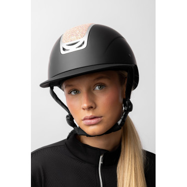Capacete de equitação com ornamento de cristal Horze Arix II Preto / pêssego Capacete de equitação com ornamento de cristal Horze Arix II Preto / pêssego
