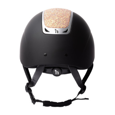 Capacete de equitação com ornamento de cristal Horze Arix II Preto / pêssego Capacete de equitação com ornamento de cristal Horze Arix II Preto / pêssego