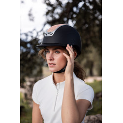 Capacete de equitação com ornamento de cristal Horze Arix II Preto / pêssego Capacete de equitação com ornamento de cristal Horze Arix II Preto / pêssego