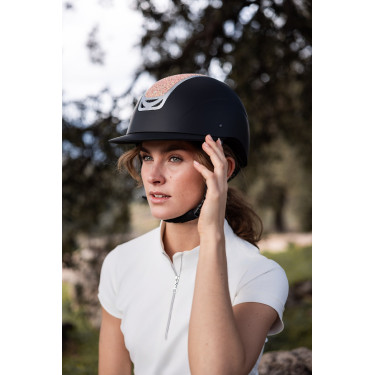 Capacete de equitação com ornamento de cristal Horze Arix II Preto / pêssego Capacete de equitação com ornamento de cristal Horze Arix II Preto / pêssego