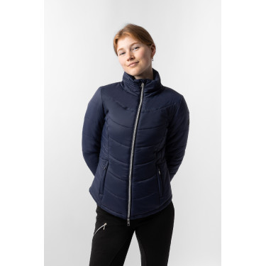 Casaco de equitação acolchoado Horze Astrid feminino Azul polar Azul-marinho Casaco de equitação acolchoado Horze Astrid feminino Azul polar Azul-marinho